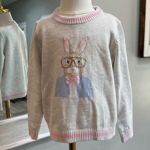 Janie and Jack Cream Knit Sweater with Pink Trim
